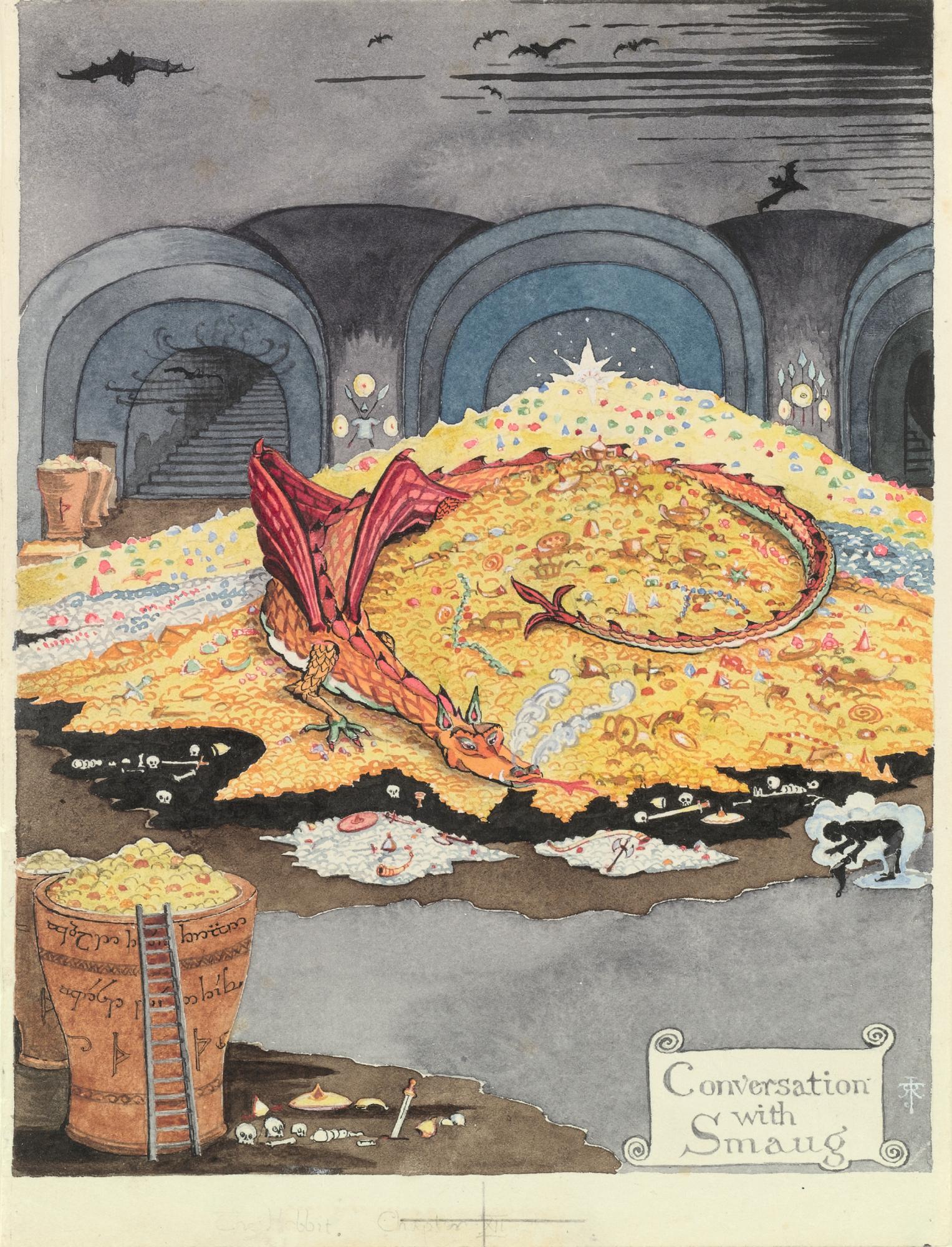 Tolkien's illustration: 'Conversation with Smaug'